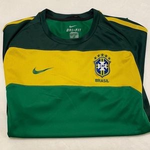 Green Nike Brazil soccer training jersey